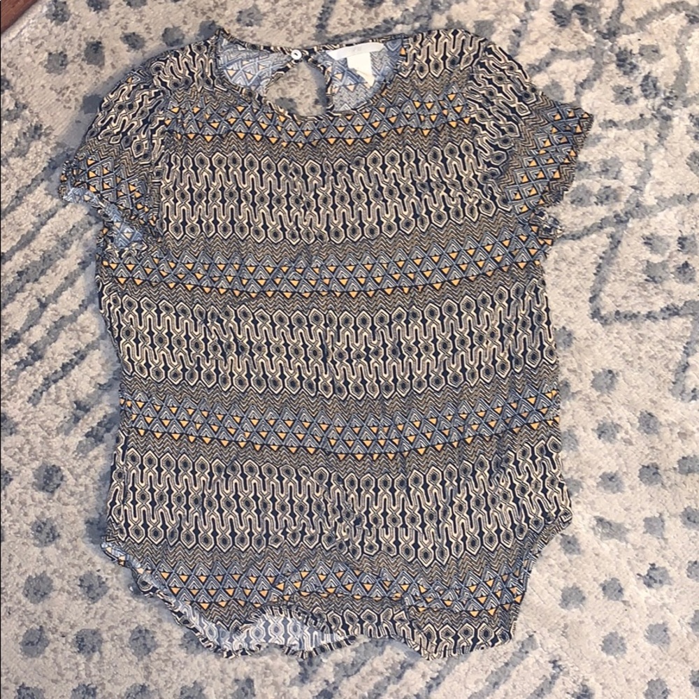 Yellow black and white summer top